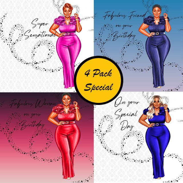 0000 Curvy Lady Bundle (Pack of 4 Cards)