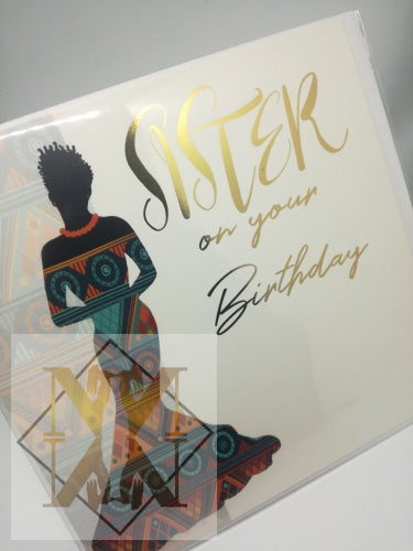 756 Sister Gold Nsaa Nefateri Black Birthday Cards For Women Celebration Card