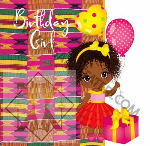 818 Red Princess Black Birthday Card For Girls Celebration Card