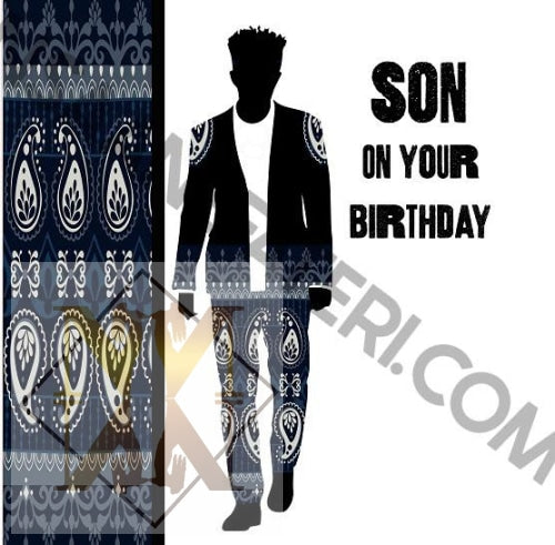 863 Son On Your Birthday Black Cards For Men Celebration Cards