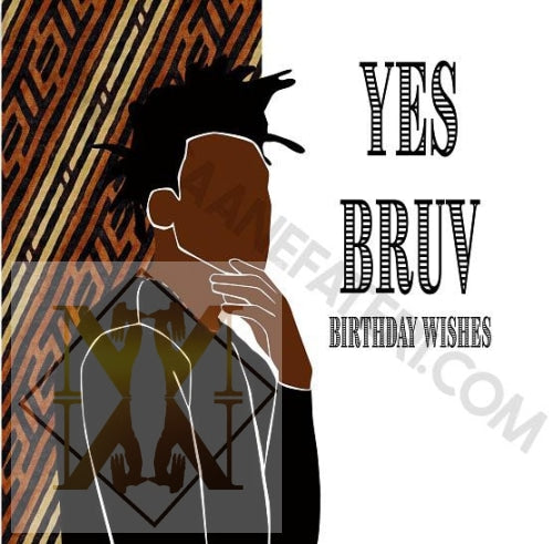 882 Yes Bruv Black Birthday Cards For Men Celebration Cards