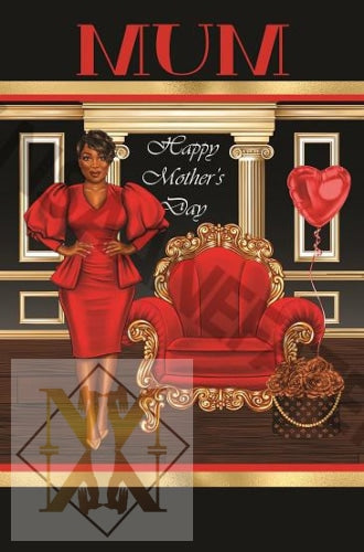 951B Regal Red Mum Black Mothers Day Card By Nsaa Nefateri Celebration