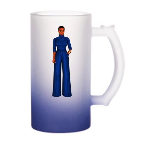 Blue Woman Jumpsuit Water Mug Mugs