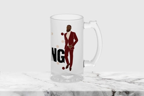 Gw002 Black Man Glass Water Mug Red-Brown Mugs