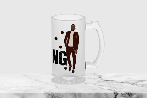 Gw003 Black Man Glass Water Mug Beige-Brown Mugs
