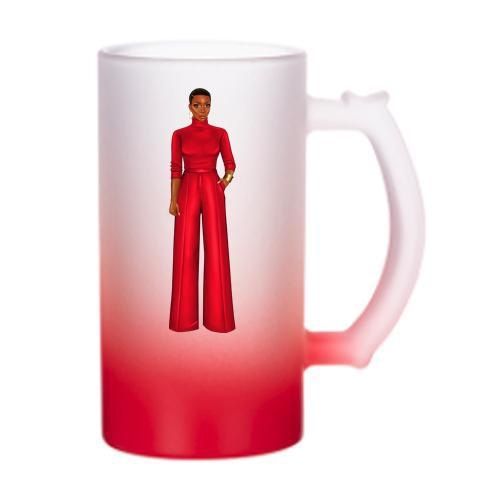 Red Woman Jumpsuit Frosted Water Mugs Mugs